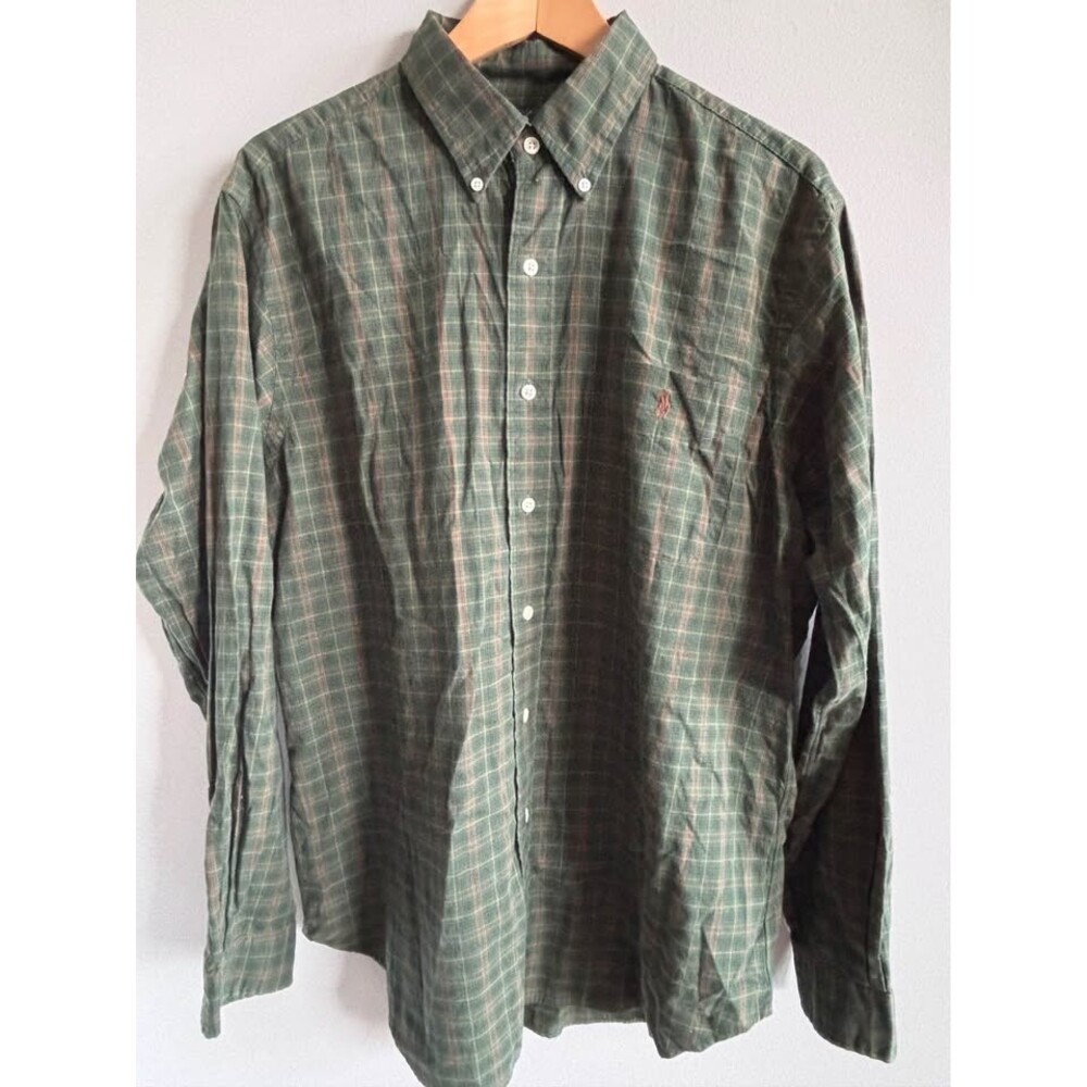 Polo Ralph Lauren Men's Green Plaid Long Sleeve Button Down Shirt LARGE